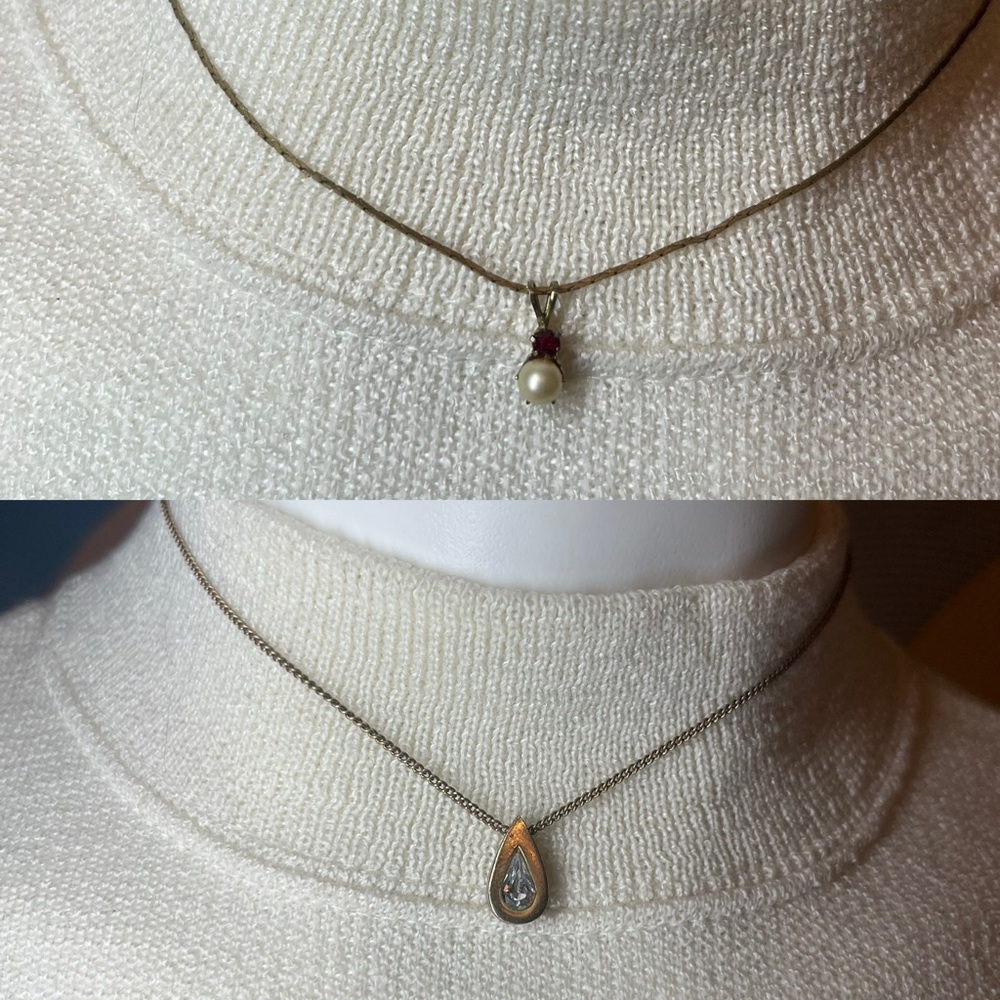 Vintage gold choker necklace, bundle Avon and Pearl, Ruby necklace